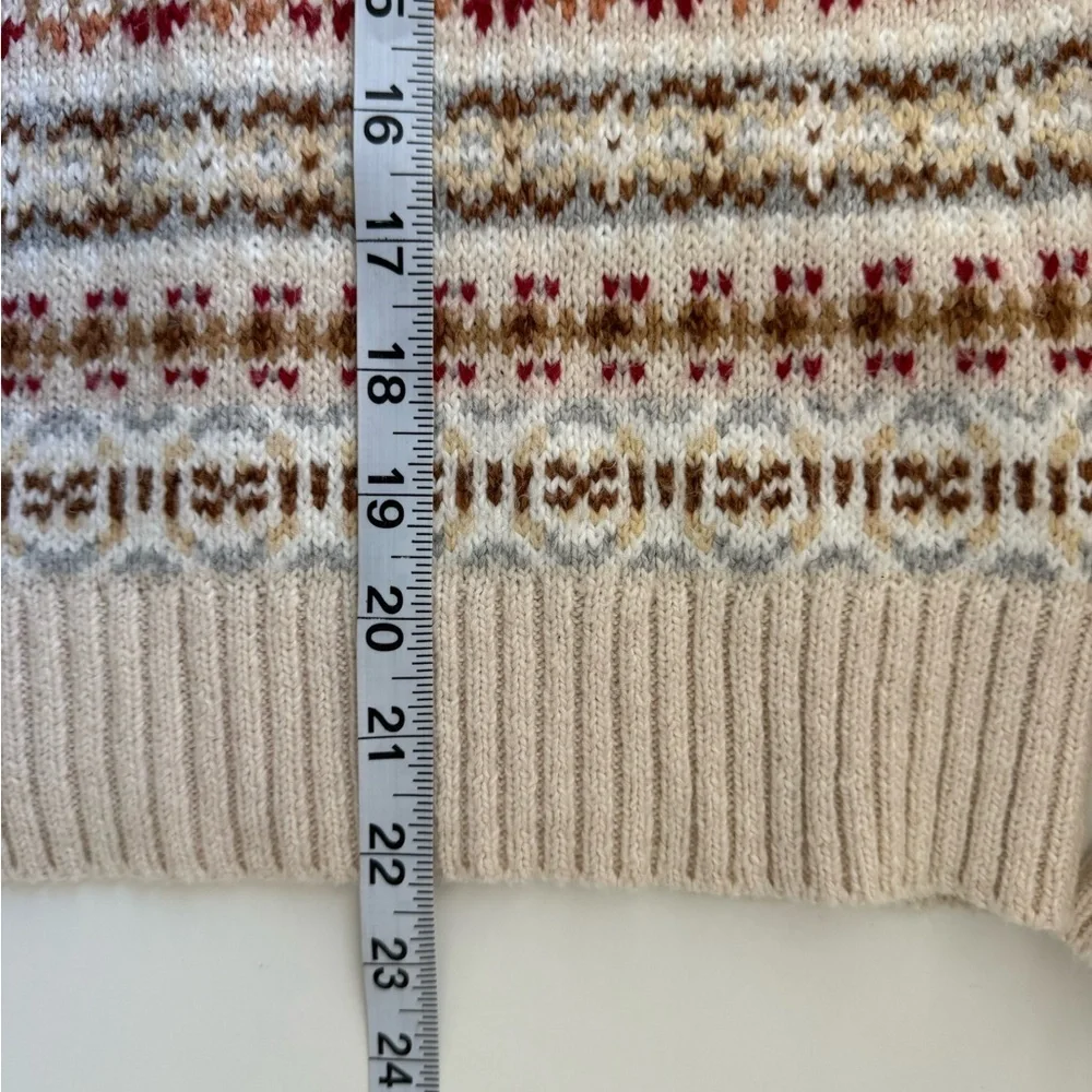 American Eagle Fair Isle Snowdrift Sweater Cream Multi Knit Cozy Small Women’s